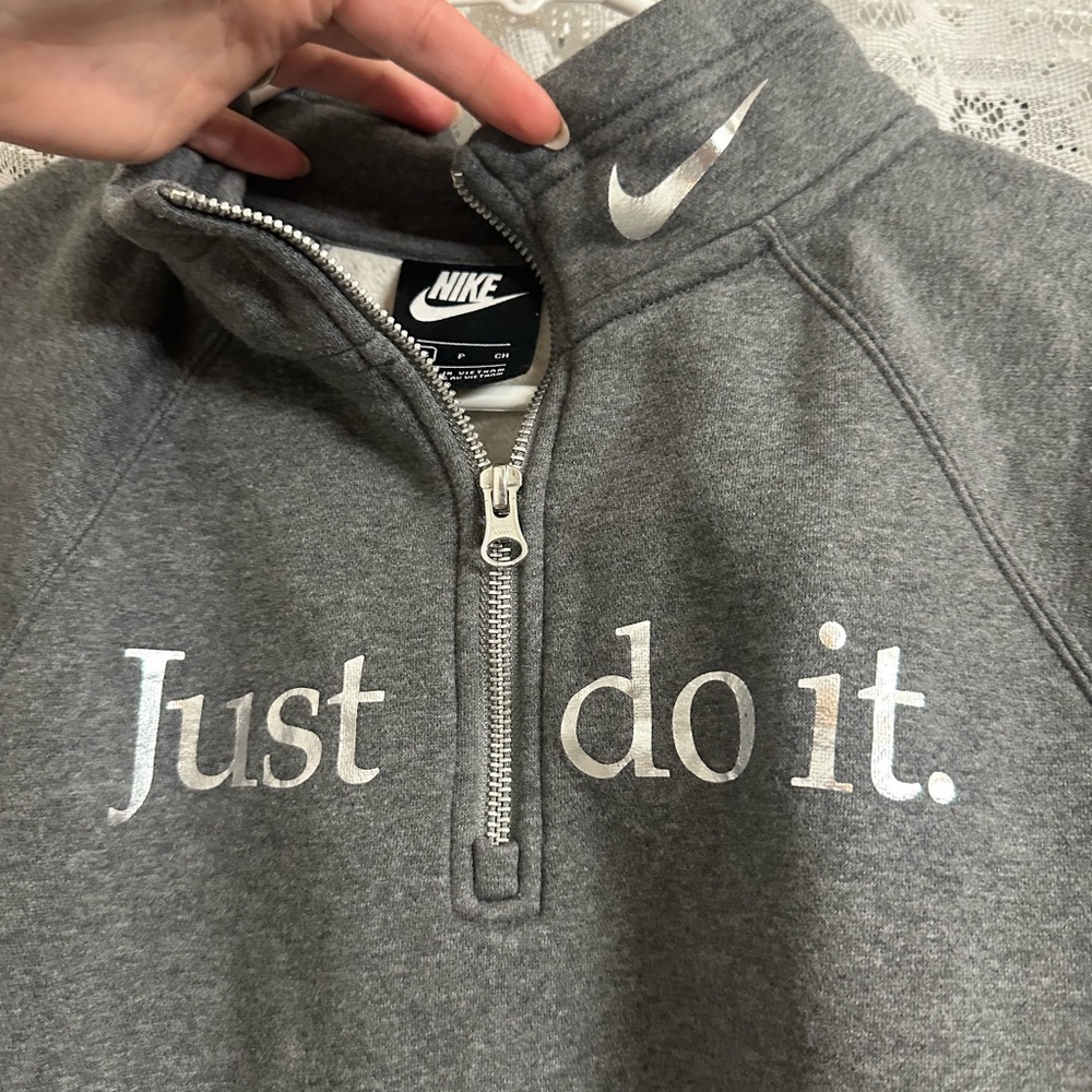 Nike Heather Gray Quarter-Zip Pullover
